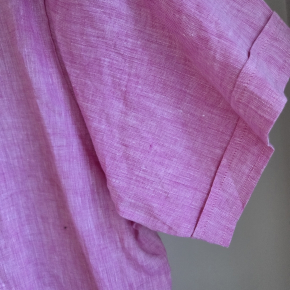 NWT Linen Patrick Assaraf Mauvey Pink Short Sleeve Shirt Harry Rosen M - Picture 5 of 12